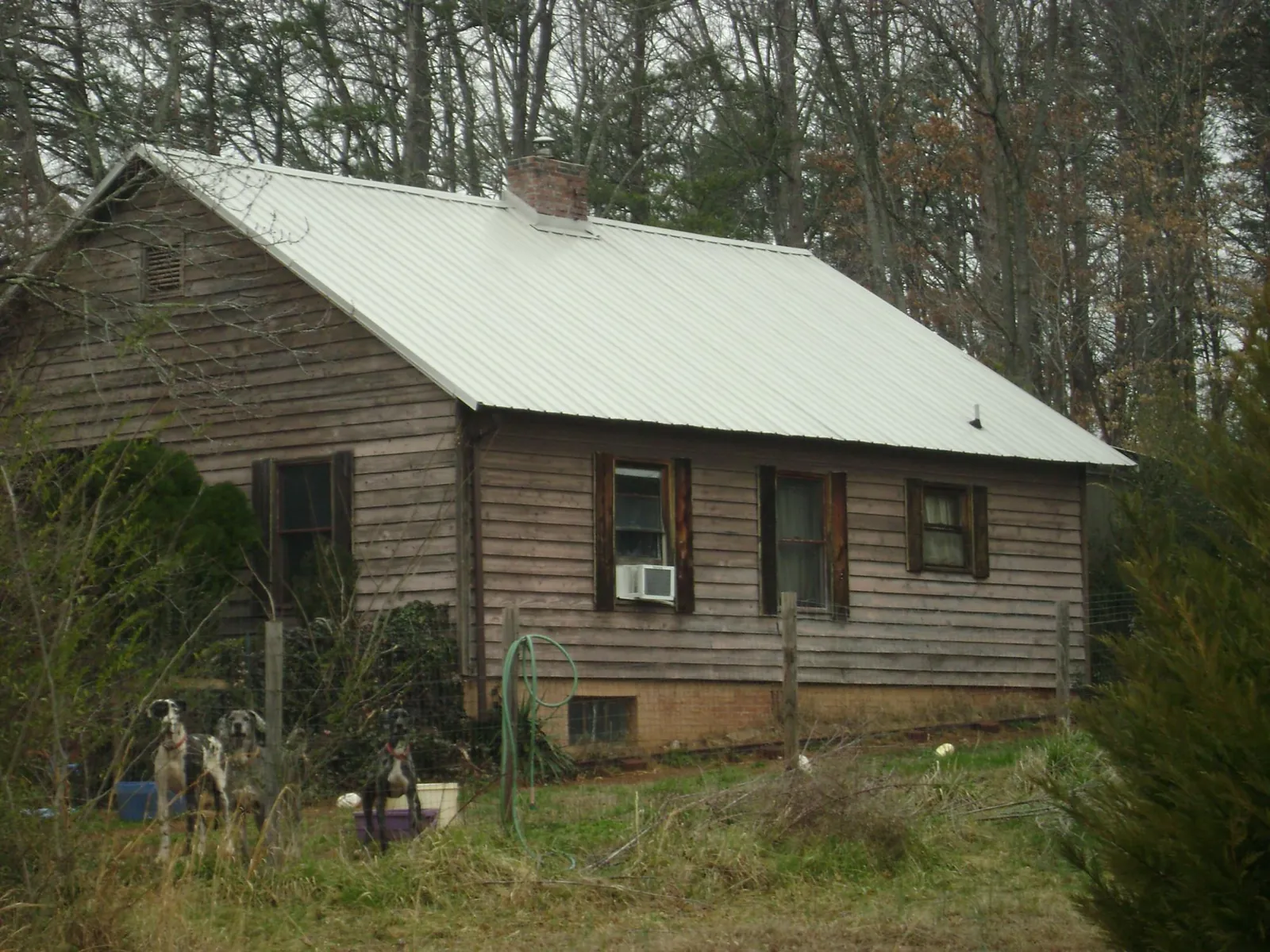 White metal roof on an old wood sided farmhouse, from a Asphalt Shingle Roof Repair job in Waukee